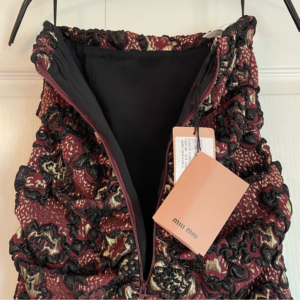 NWT MIU MIU Rare 2018 Runway Gonna Lurex Metallic Dress Bordeaux - EU38 (US8) - Picture 6 of 15